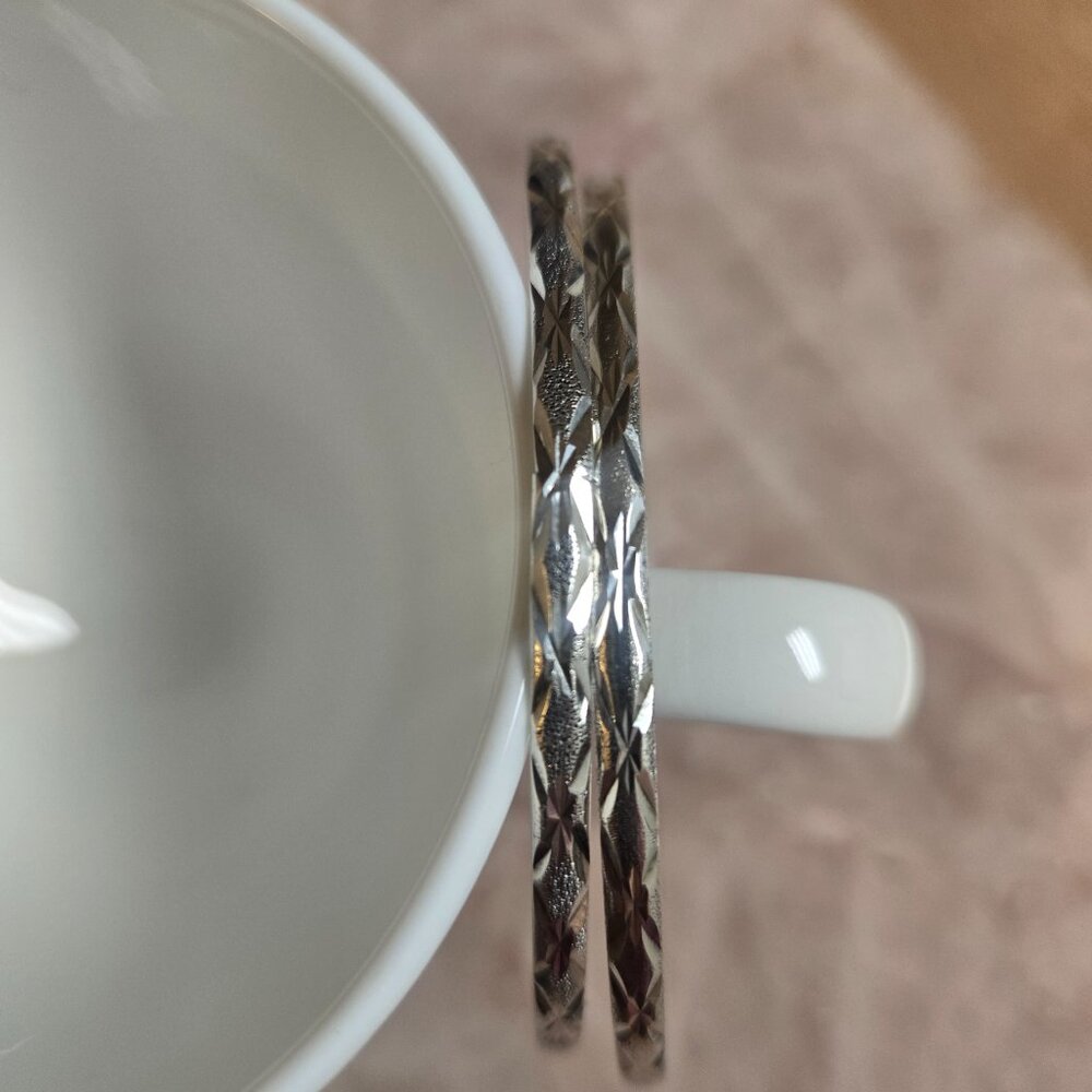 Sterling Silver 925 Bangle Braclets (2 pc. Set) - Picture 6 of 16